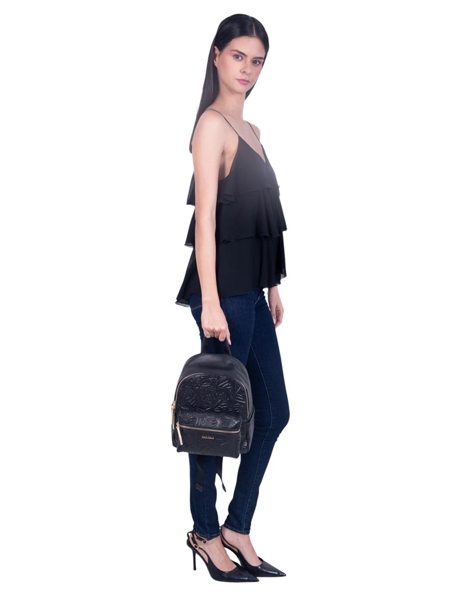 Bolsa Pineda Covalin Grabado Mariposa de piel para mujer 3