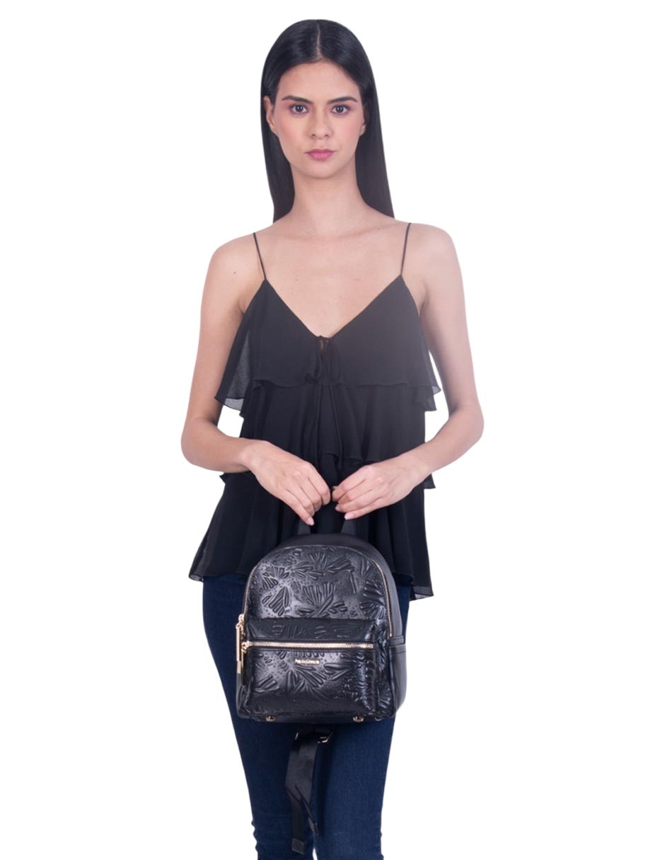 Bolsa Pineda Covalin Grabado Mariposa de piel para mujer 4