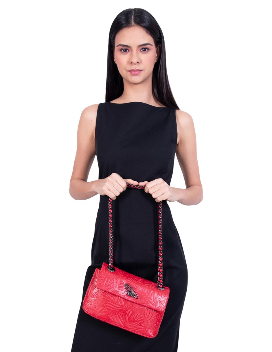 Bolsa crossbody Pineda Covalin Grabado Mariposa de piel para mujer 4