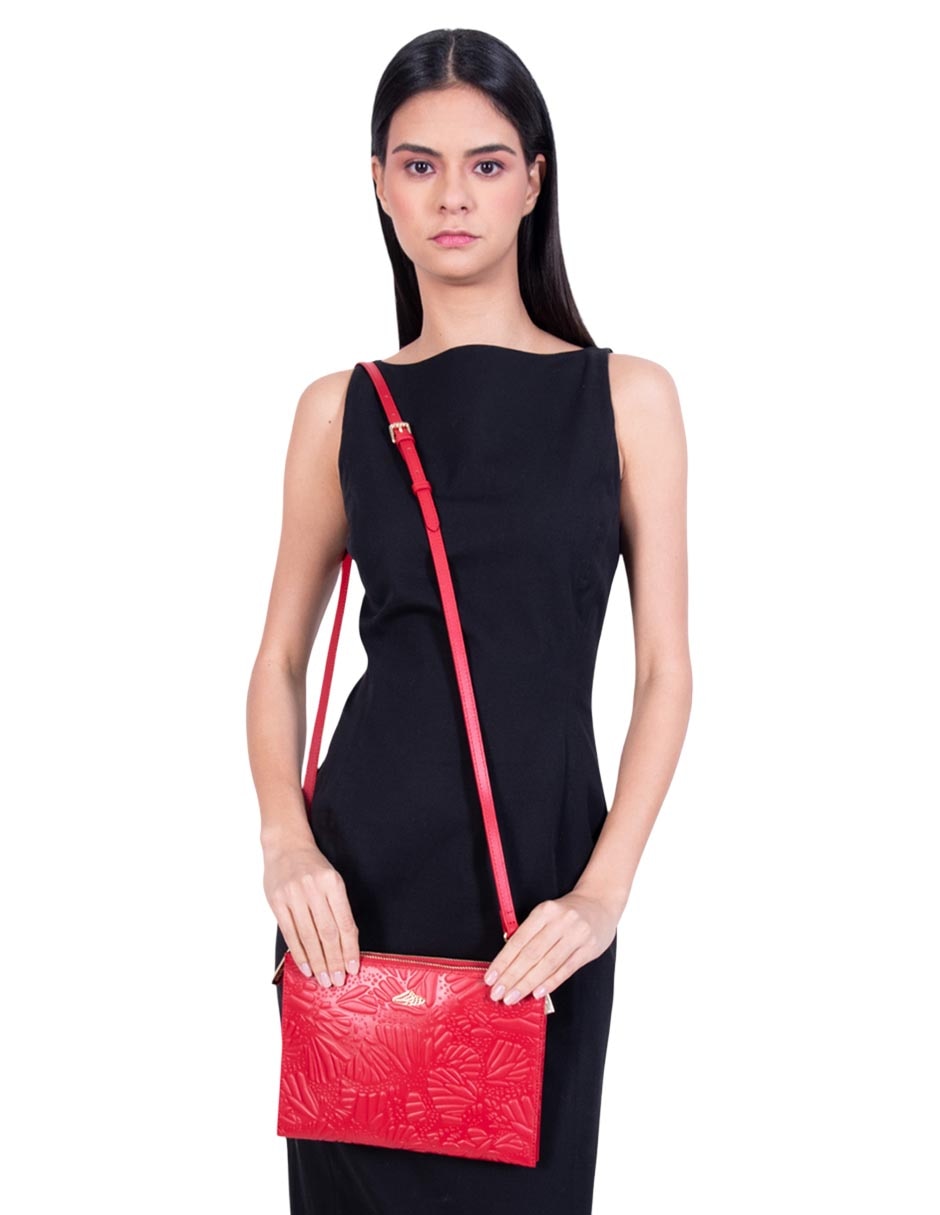 Bolsa crossbody Pineda Covalin Grabado Mariposa de piel para mujer 2
