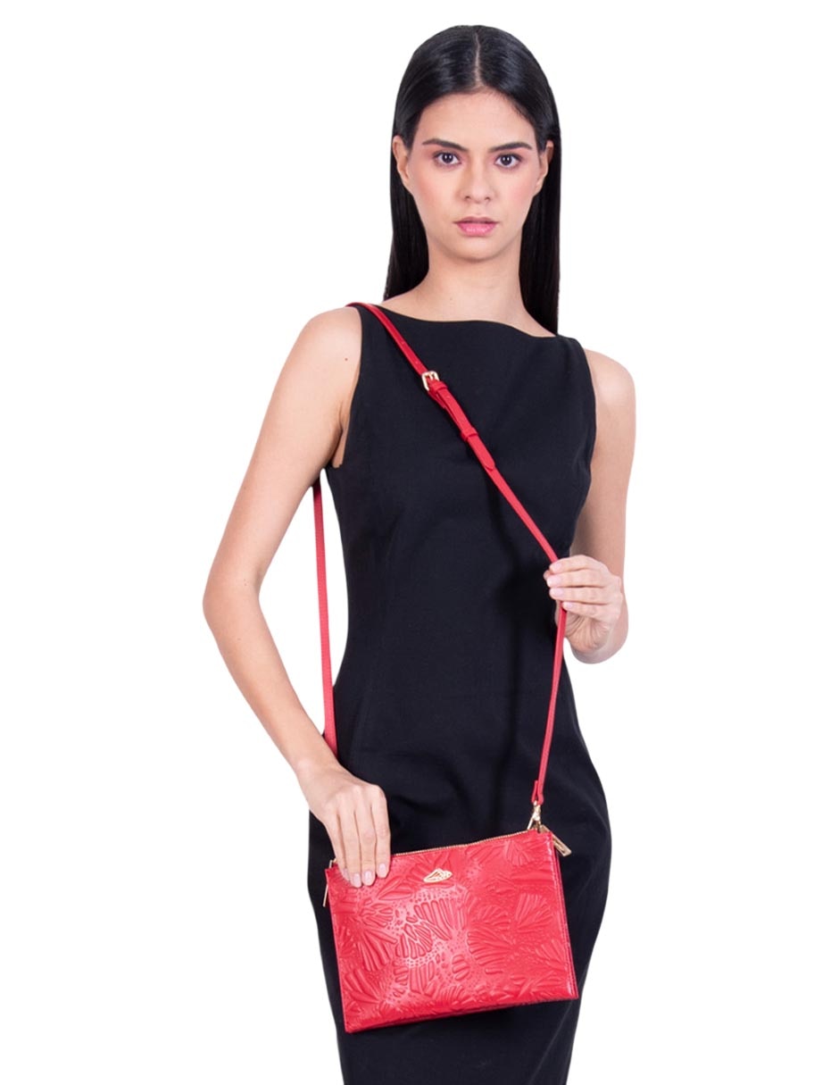 Bolsa crossbody Pineda Covalin Grabado Mariposa de piel para mujer 3