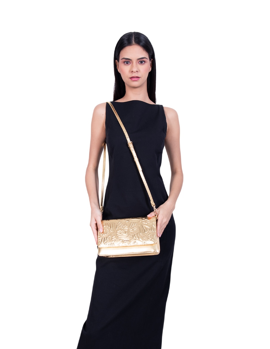 Bolsa crossbody Grabado Mariposa de piel para mujer