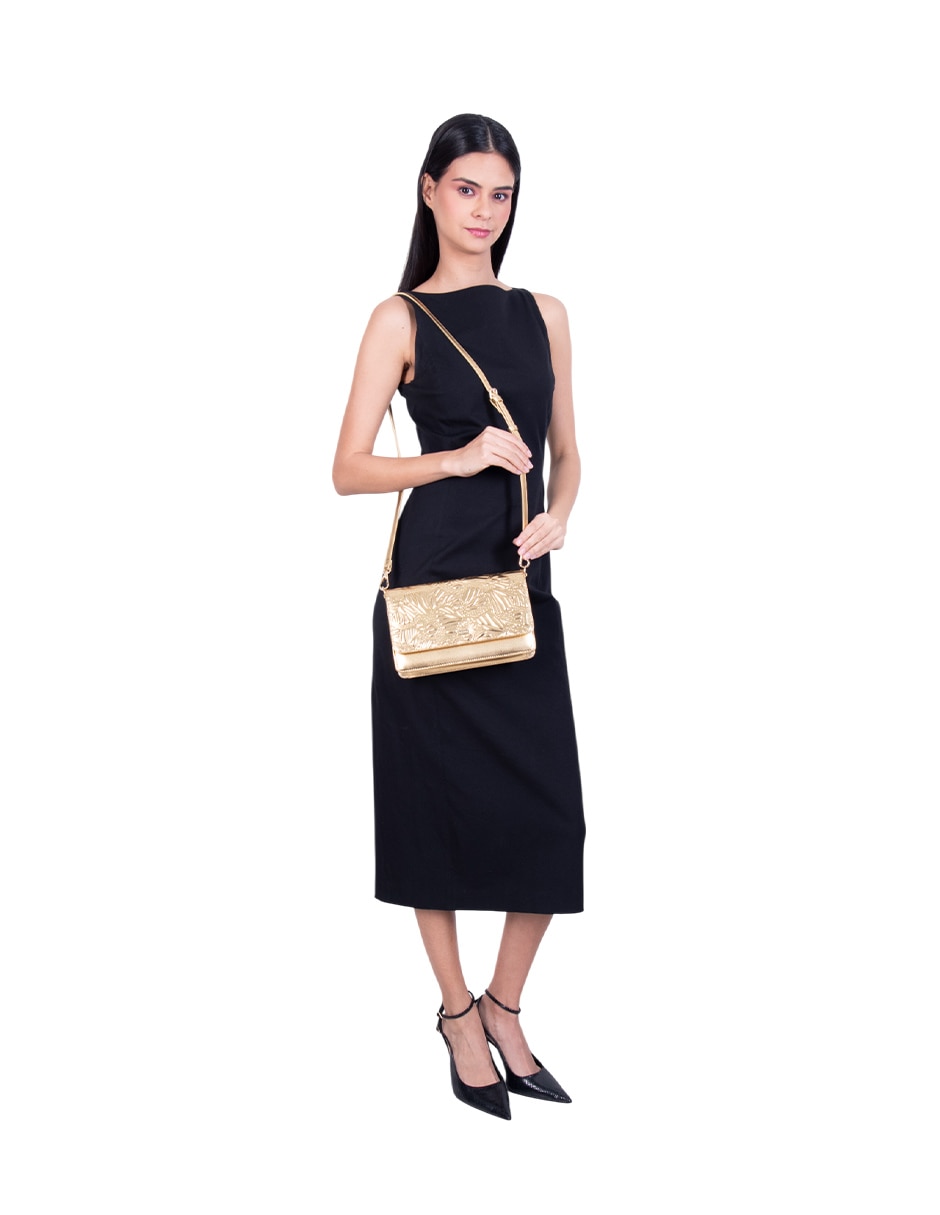 Bolsa crossbody Grabado Mariposa de piel para mujer