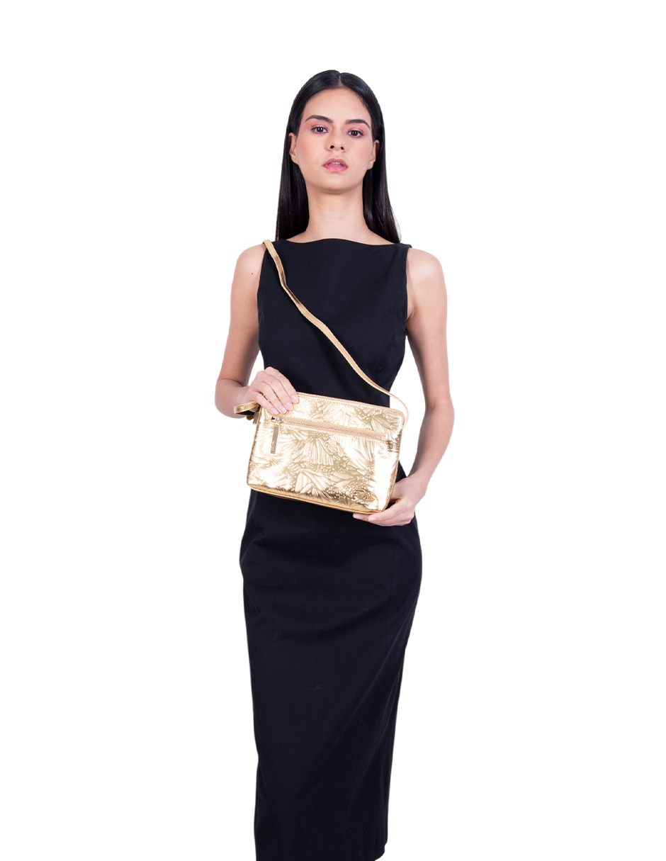 Bolsa crossbody Grabado Mariposa de piel para mujer