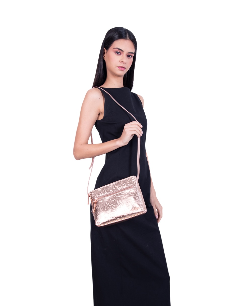 Bolsa crossbody Grabado Mariposa de piel para mujer