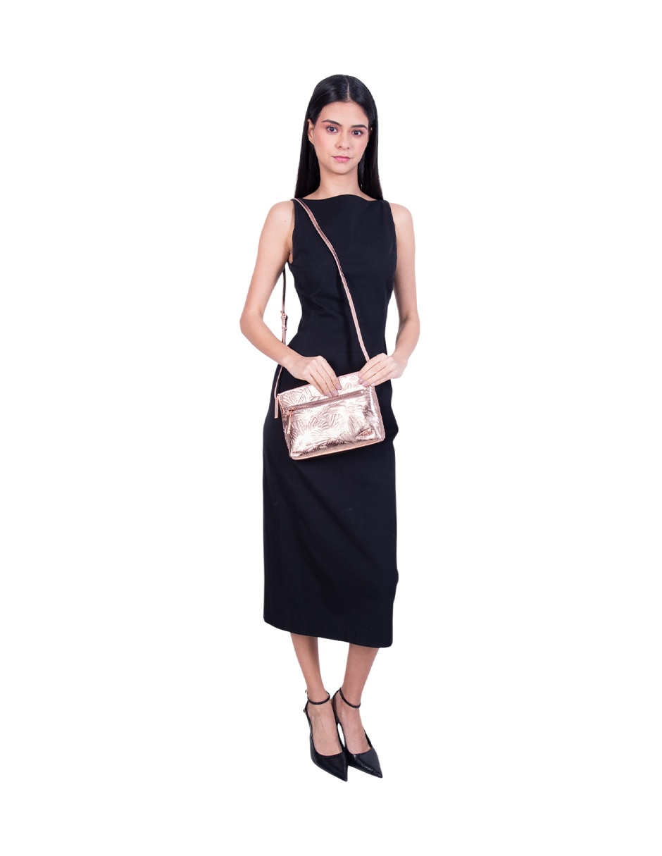 Bolsa crossbody Grabado Mariposa de piel para mujer