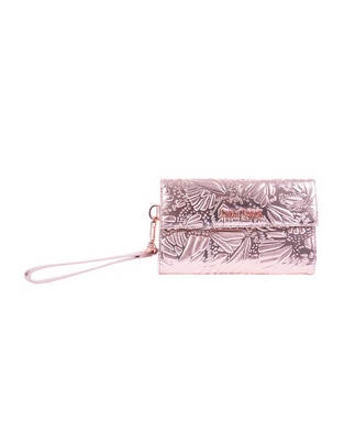 Bolsa wristlet Grabado Mariposa de piel para mujer