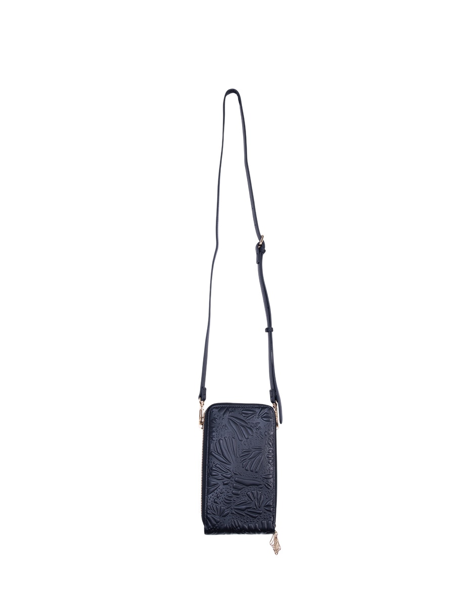 Bolsa crossbody Grabado Mariposa de piel para mujer