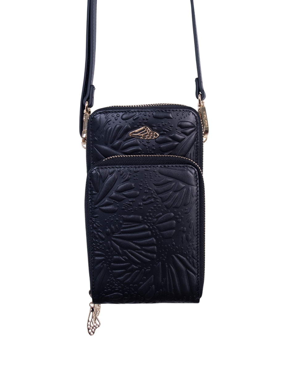 Bolsa crossbody Grabado Mariposa de piel para mujer