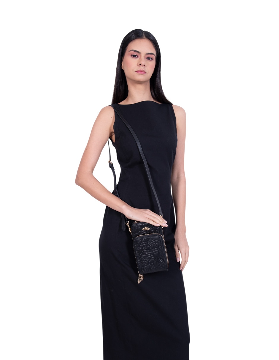 Bolsa crossbody Grabado Mariposa de piel para mujer