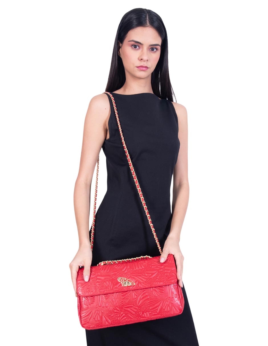 Bolsa crossbody Pineda Covalin Grabado Mariposa de piel para mujer 2