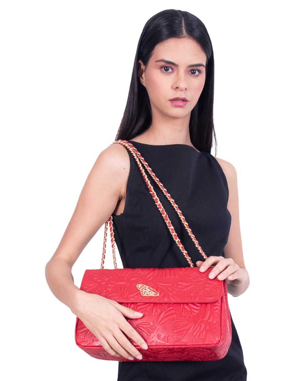Bolsa crossbody Pineda Covalin Grabado Mariposa de piel para mujer 4