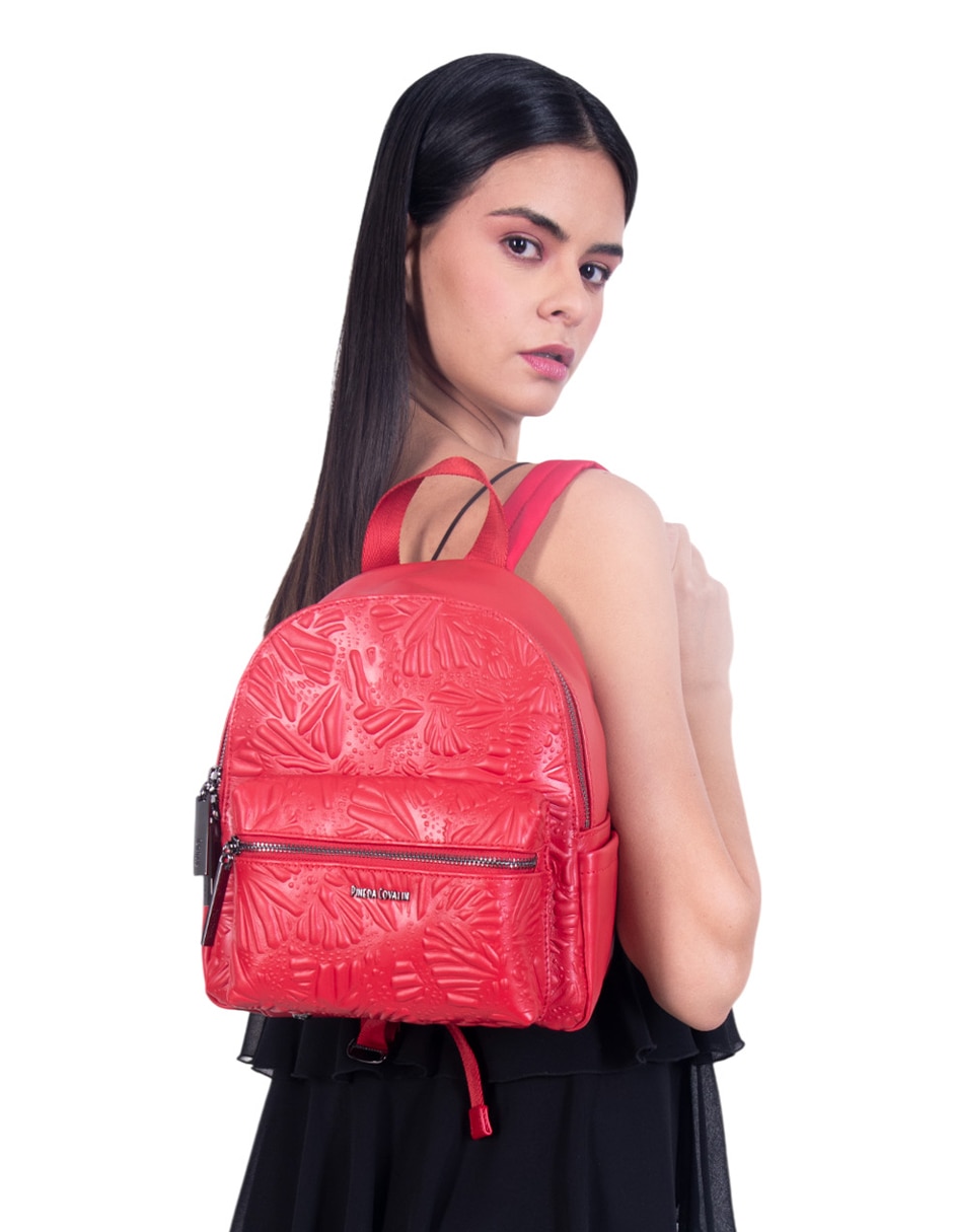 Backpack Grabado Mariposa de piel para mujer