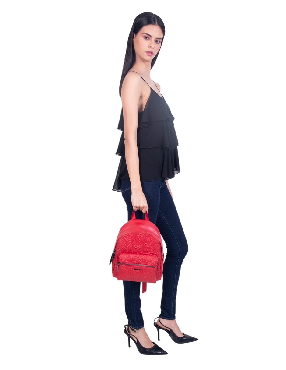 Backpack Grabado Mariposa de piel para mujer