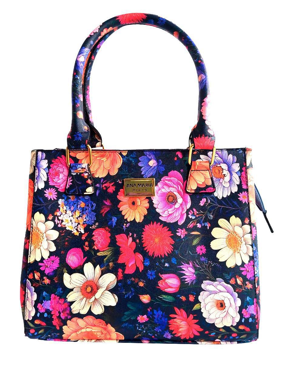 Bolsa satchel Flores de piel vegana para mujer