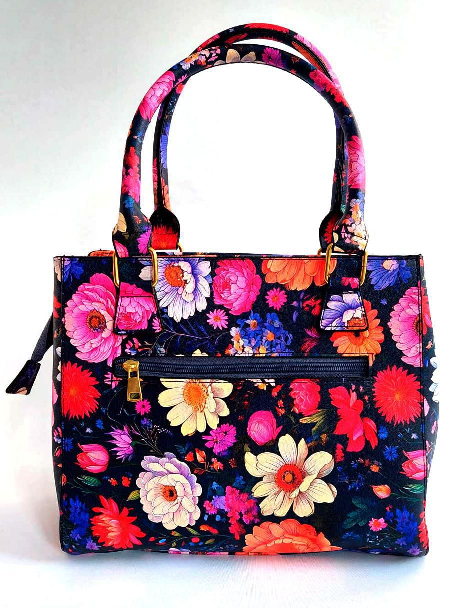 Bolsa satchel Flores de piel vegana para mujer