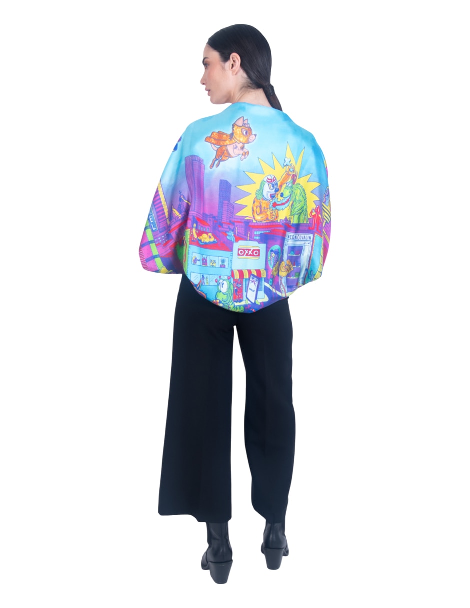 Mascada con estampado gráfico de seda para mujer 3