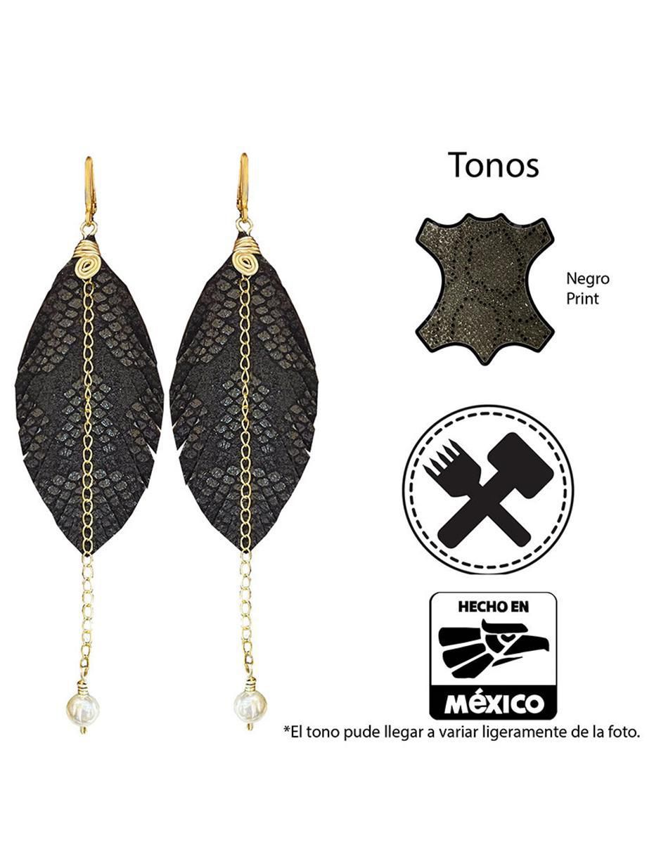 Set de aretes de pluma con acabado baño de oro perla 4