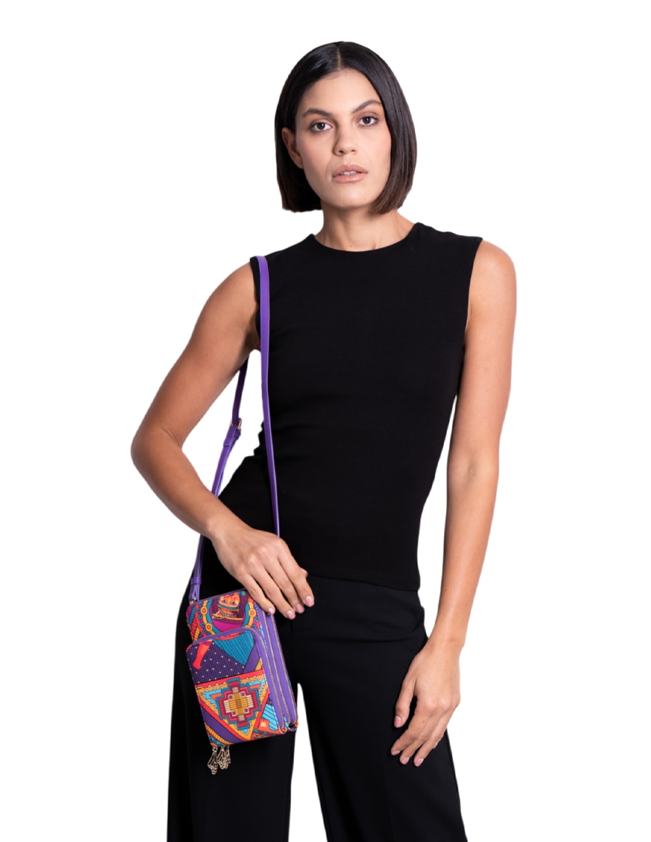 Bolsa crossbody Caritas Sonrientes De Veracruz de piel para mujer