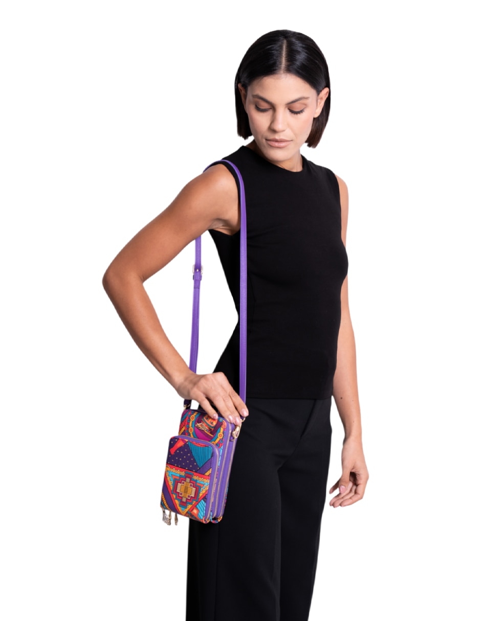 Bolsa crossbody Caritas Sonrientes De Veracruz de piel para mujer
