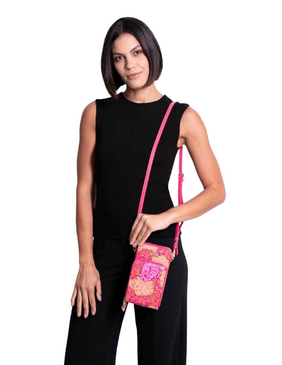 Bolsa crossbody Cempasúchil de piel para mujer