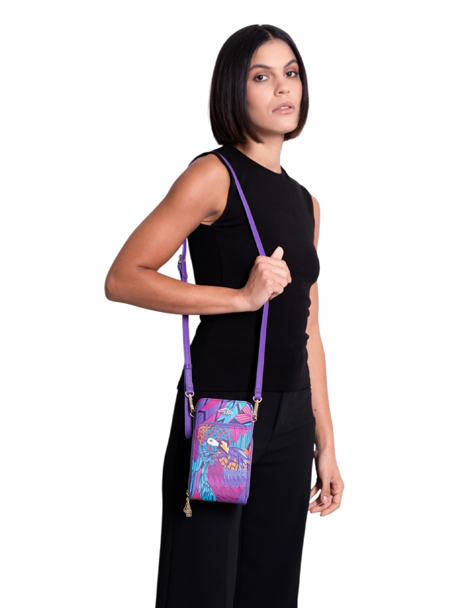 Bolsa crossbody Guacamaya de piel para mujer