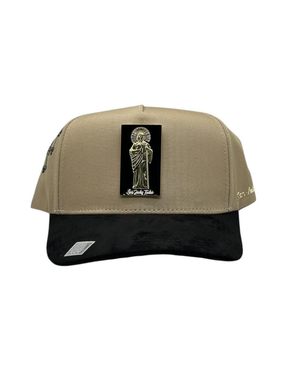 Gorra visera curva snapback casual Big Boss San Judas beige placa para hombre