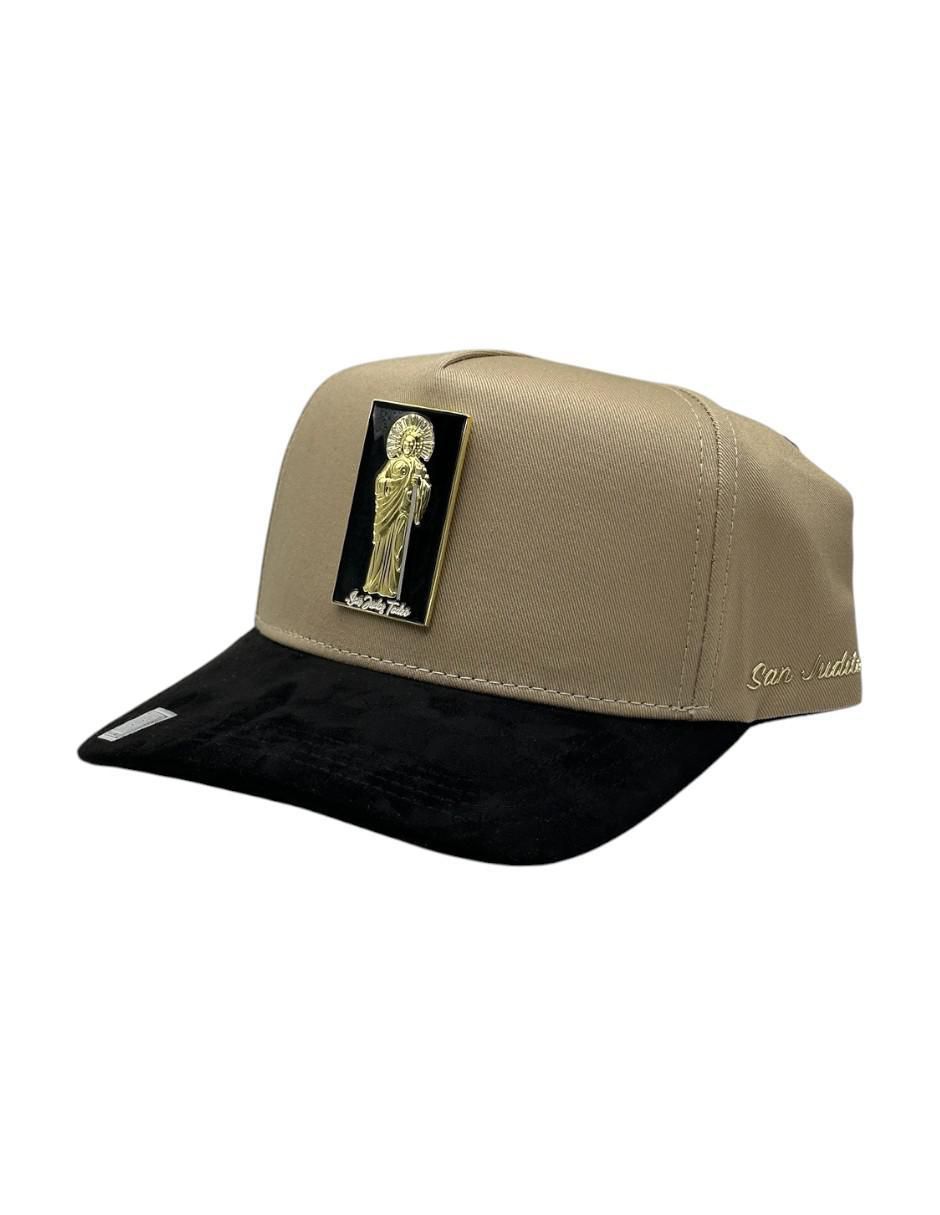 Gorra visera curva snapback casual Big Boss San Judas beige placa para hombre