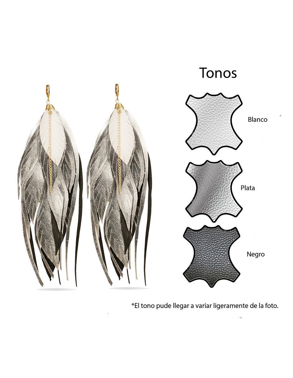 Aretes de pluma de piel 18 K con acabado baño de oro 4