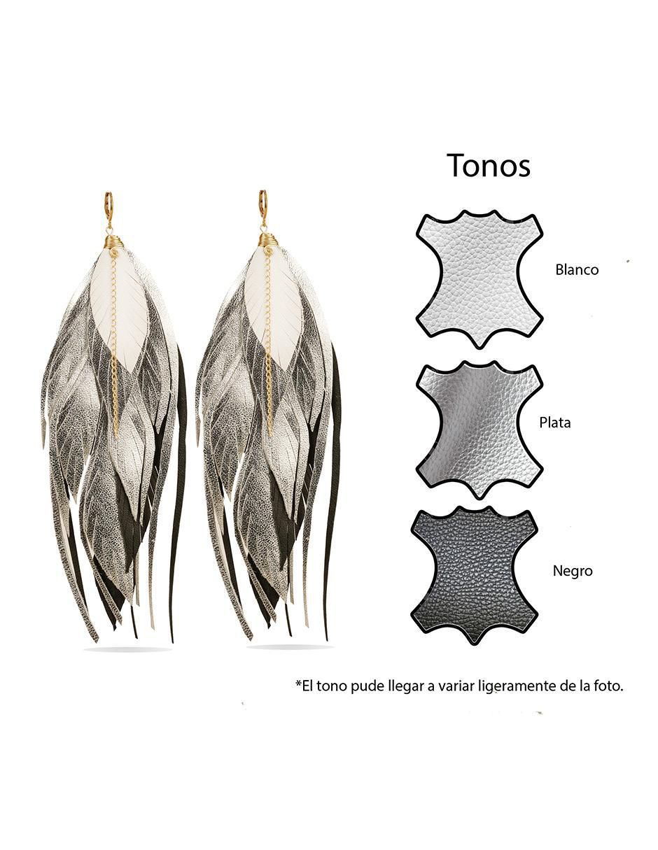 Aretes de pluma de piel 18 K con acabado baño de oro 4