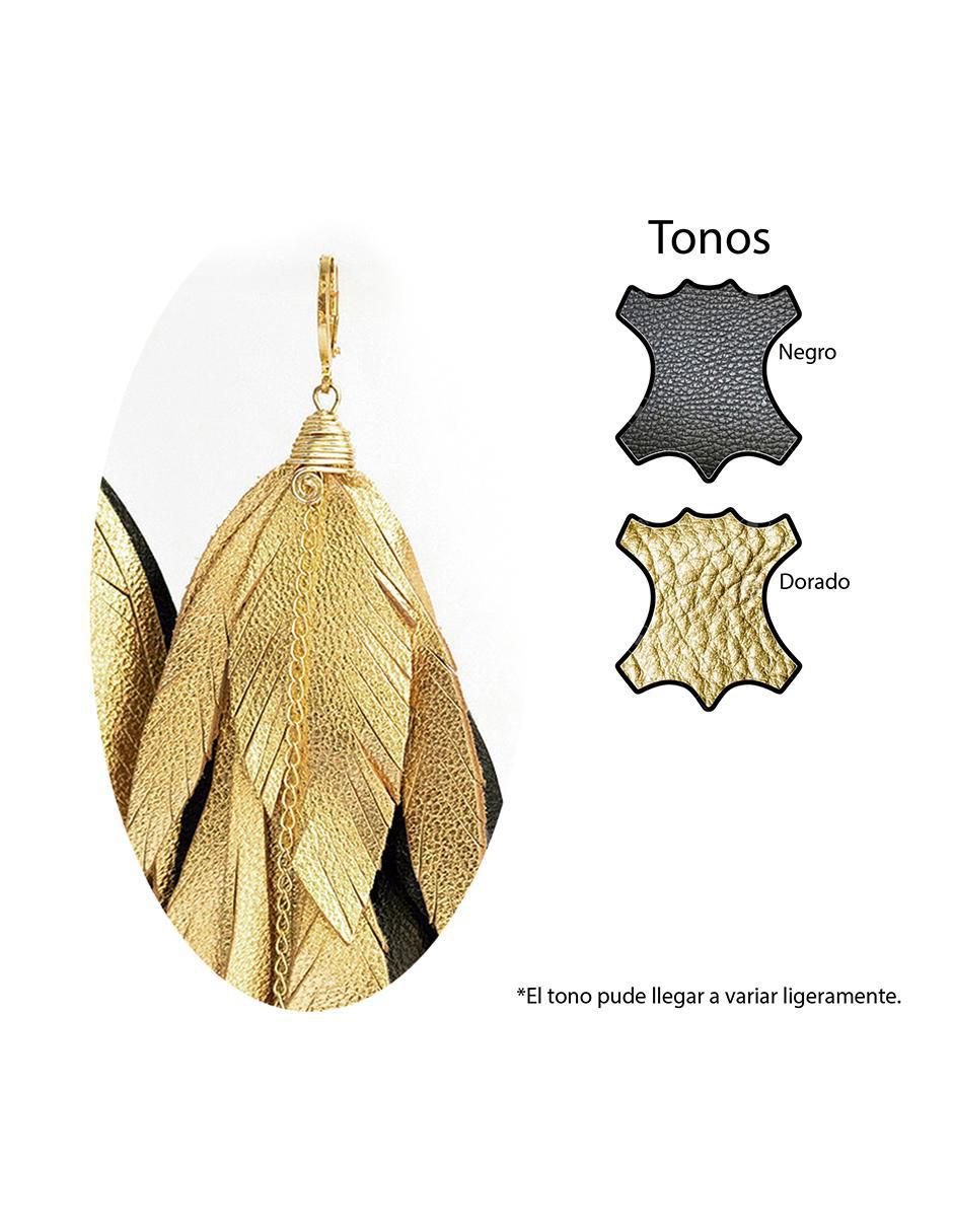 Aretes de pluma de piel 18 K con acabado baño de oro 5