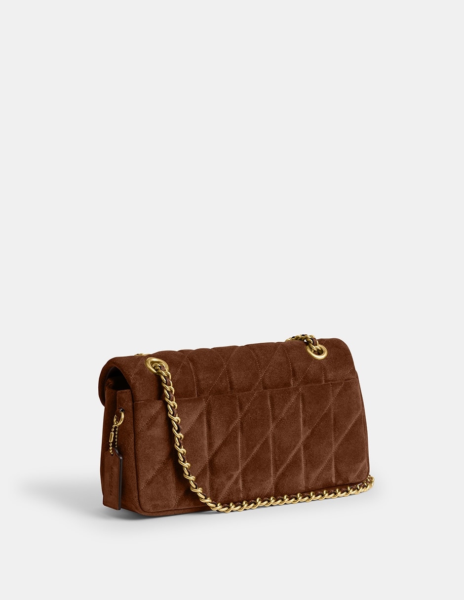 Bolsa shoulder Quilted Suede de piel para mujer 5