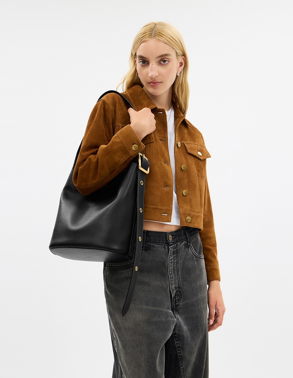 Bolsa shoulder Natural Grain Leather de piel para mujer