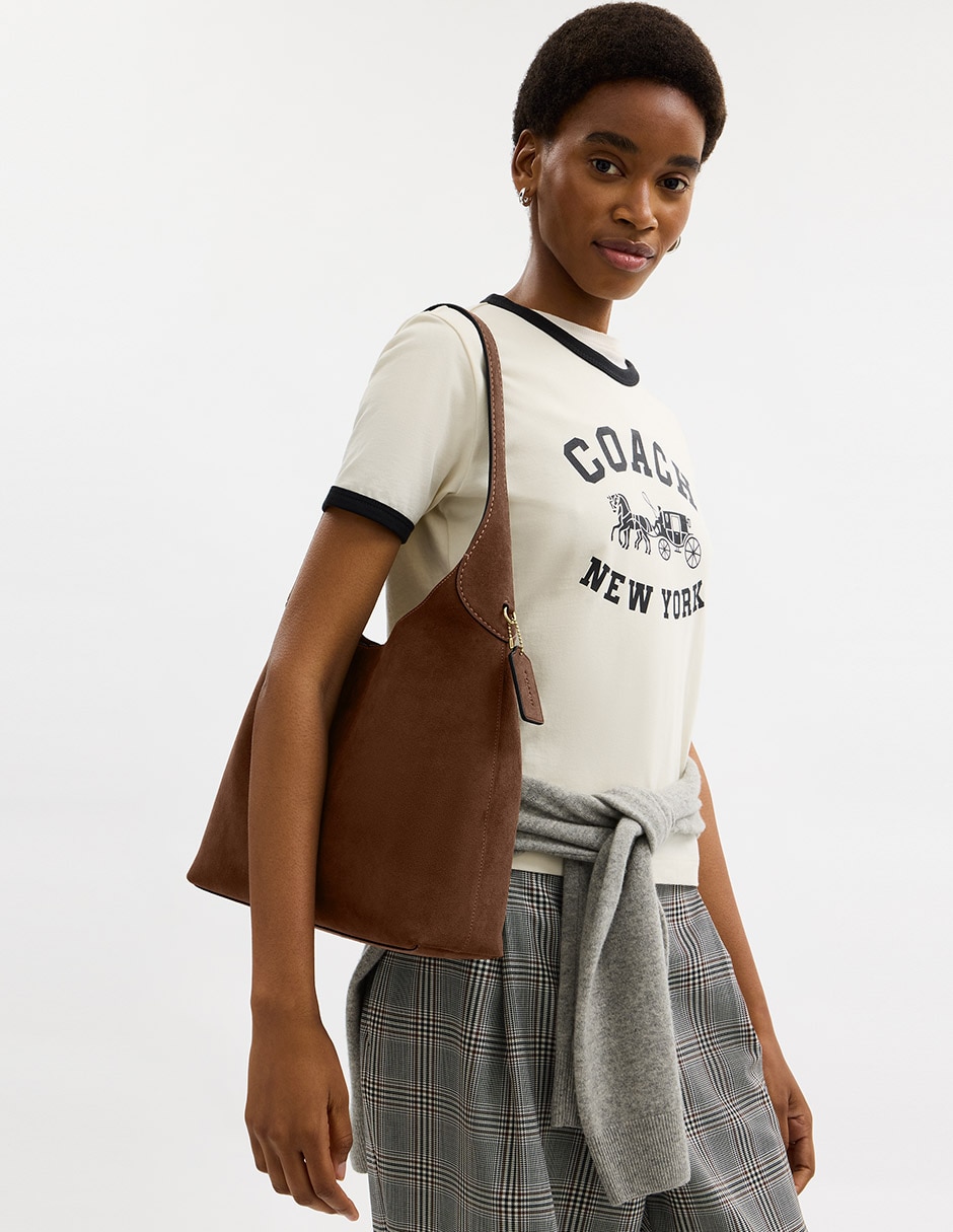 Bolsa shoulder Suede de piel para mujer
