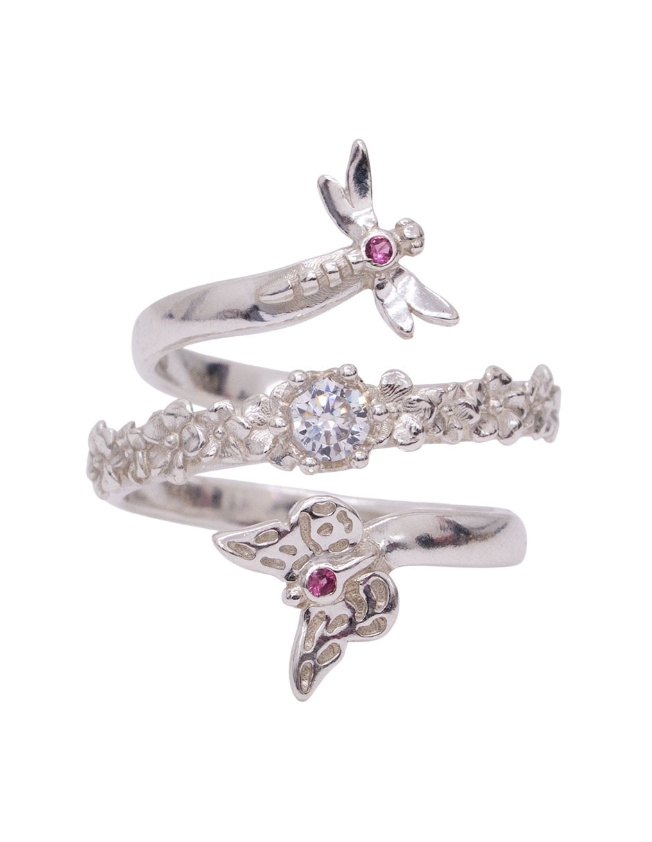 Anillo circular Mariposa P 925 de plata cristal liso 5