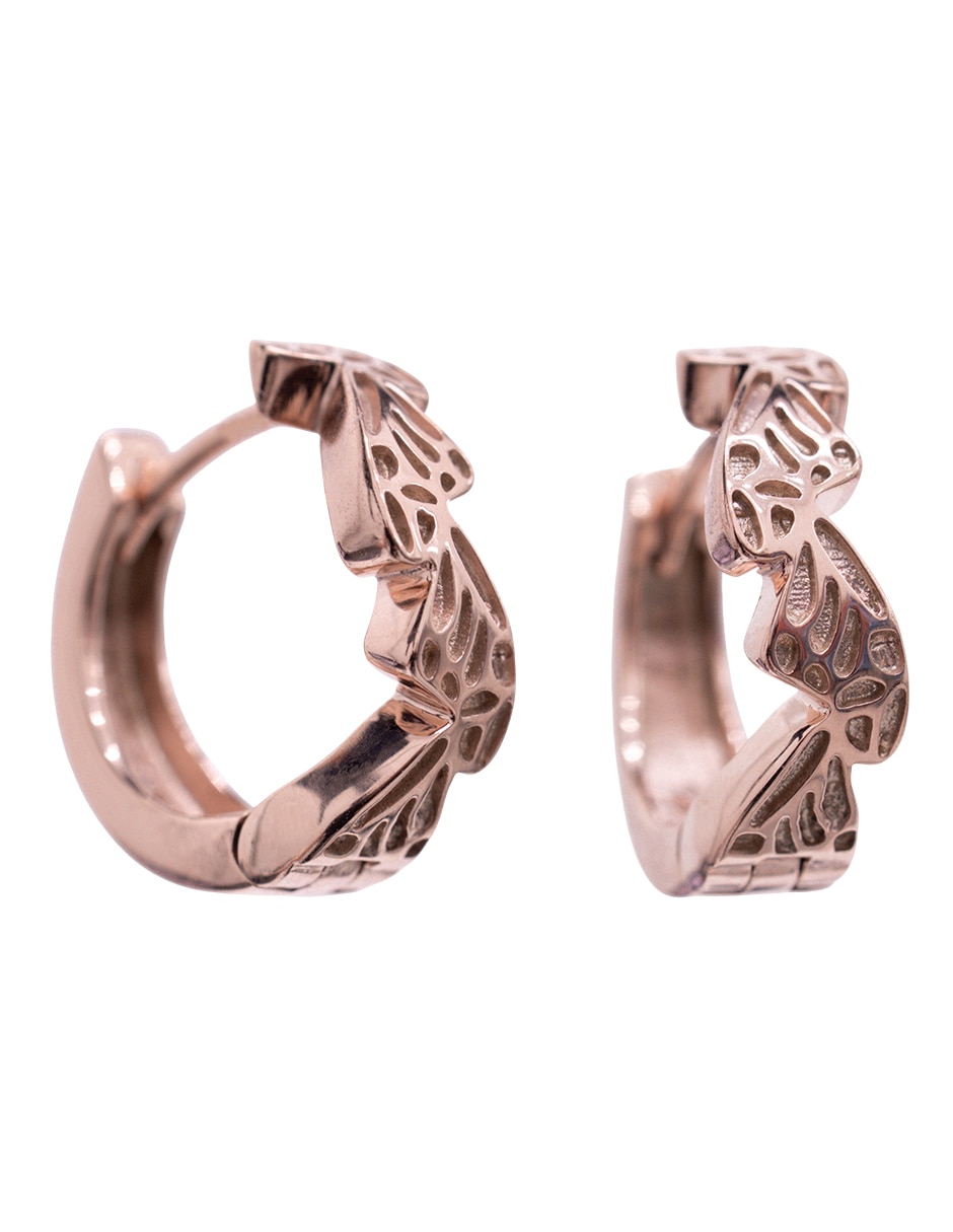 Aretes de mariposa con acabado baño de oro rosa