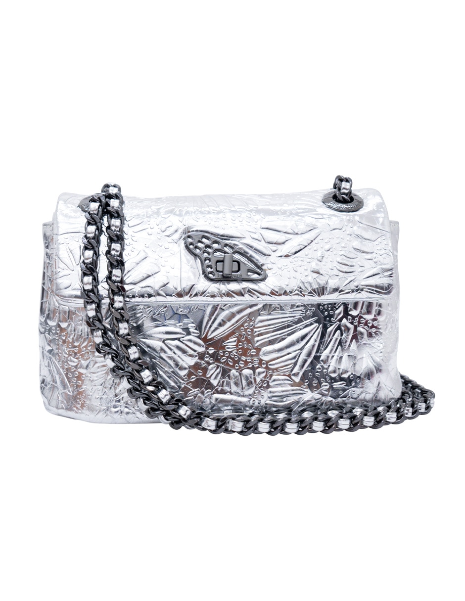 Bolsa crossbody Grabado Mariposa de piel para mujer