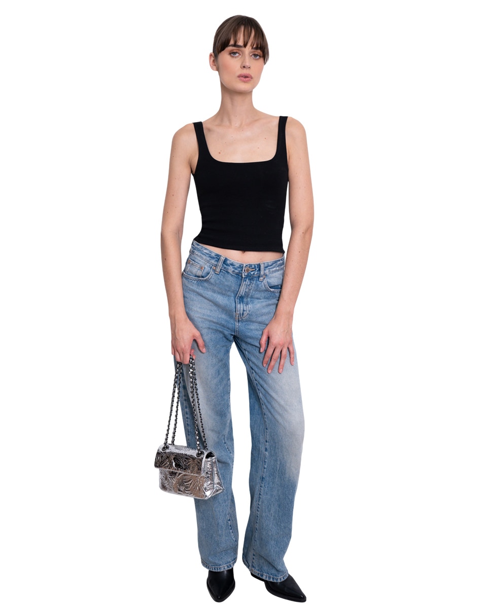 Bolsa crossbody Grabado Mariposa de piel para mujer