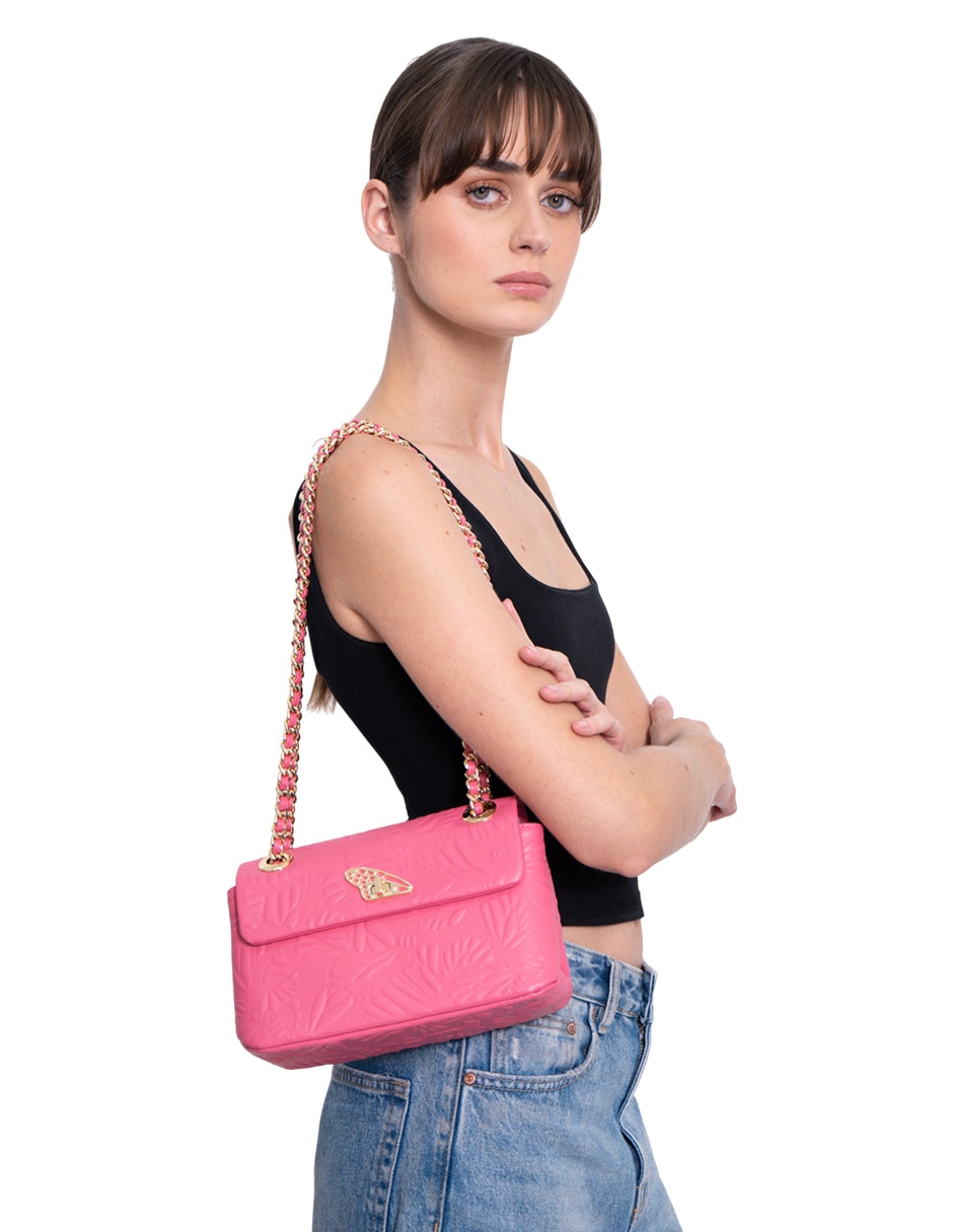 Bolsa crossbody Grabado Mariposa de piel para mujer