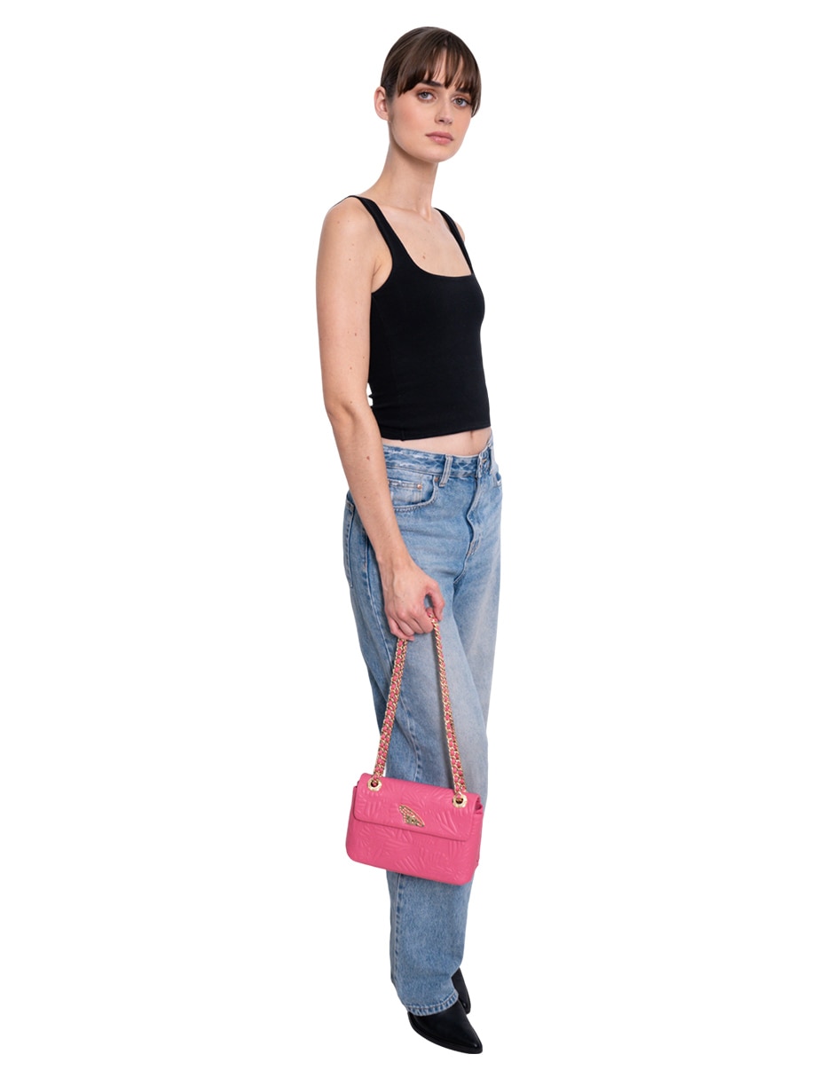 Bolsa crossbody Grabado Mariposa de piel para mujer