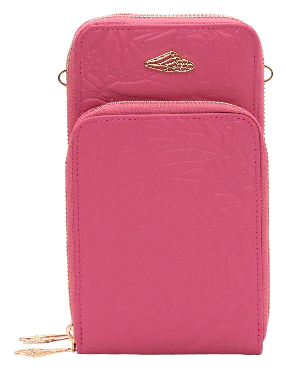 Bolsa crossbody Grabado Mariposa de piel para mujer