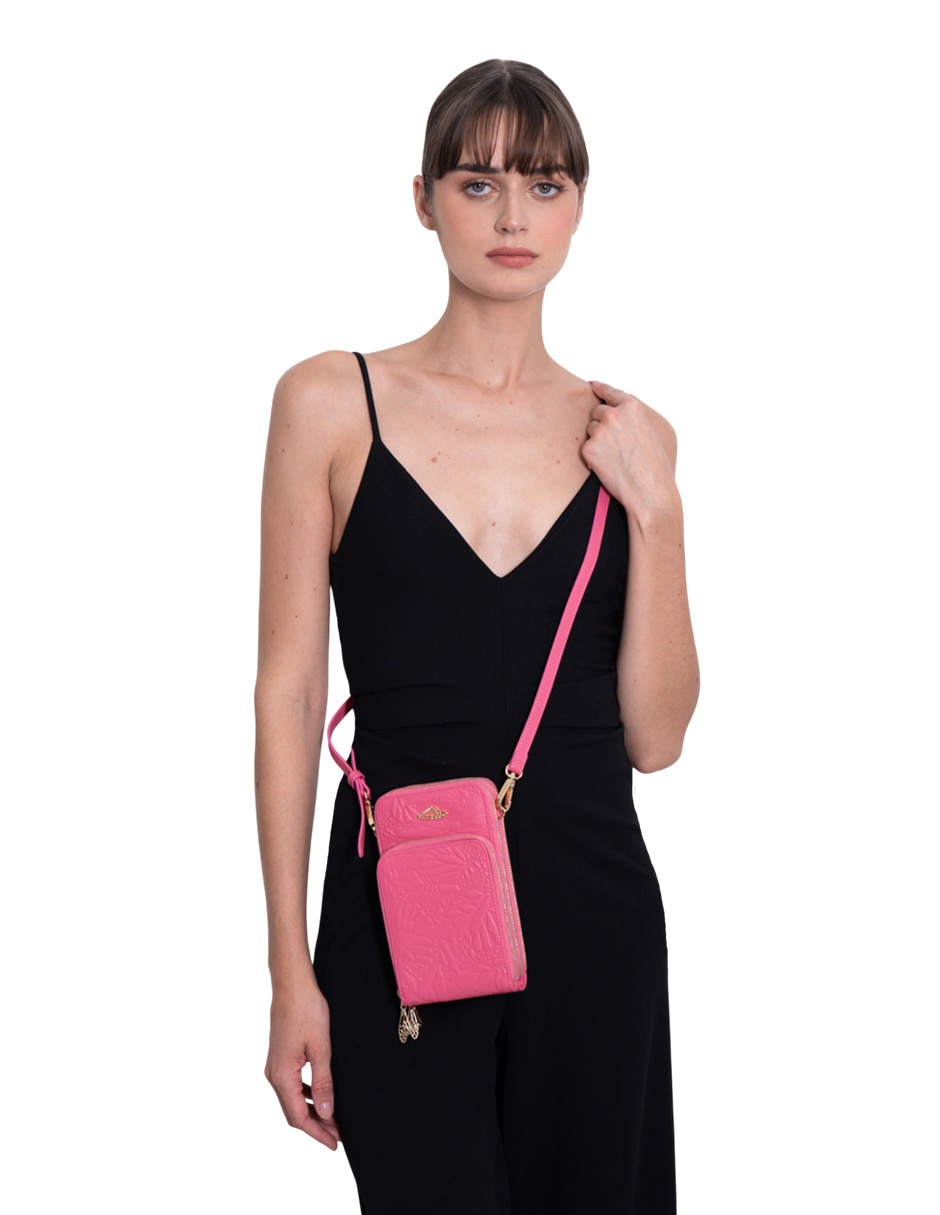 Bolsa crossbody Grabado Mariposa de piel para mujer