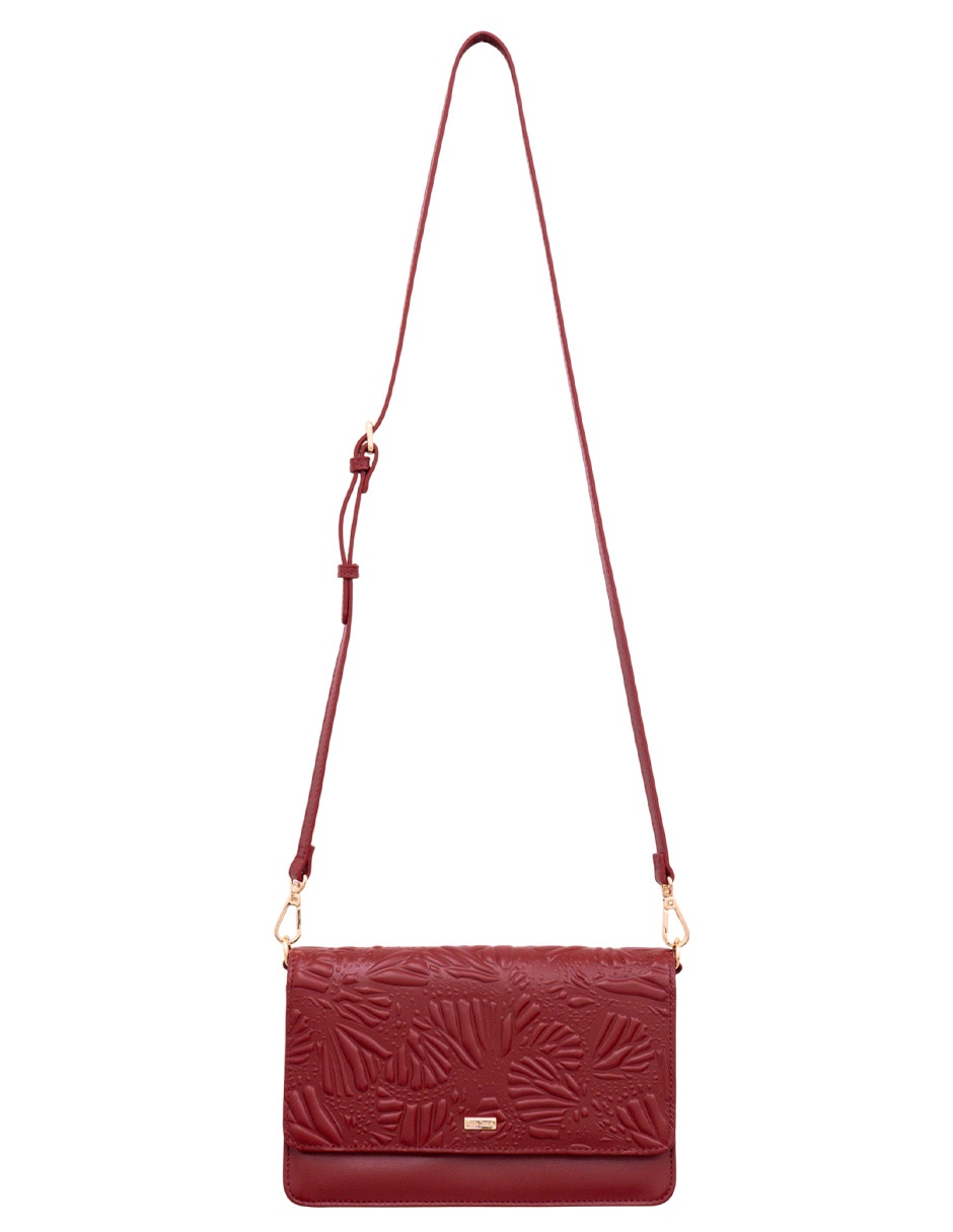 Bolsa crossbody pineda covalin grabado mariposa de piel para mujer