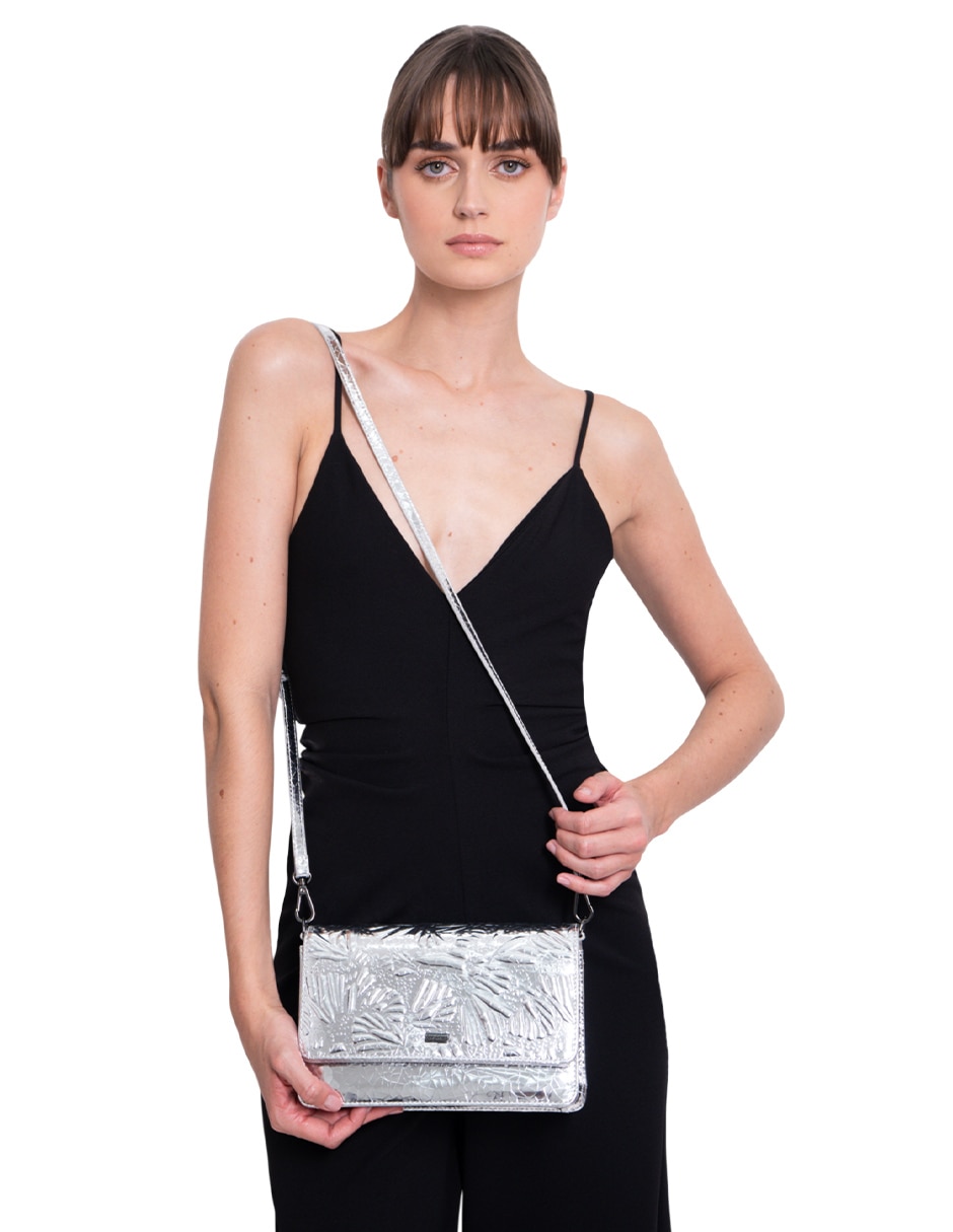 Bolsa crossbody Grabado Mariposa de piel para mujer