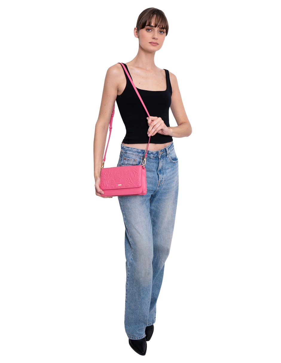 Bolsa crossbody grabado mariposa de piel para mujer 6