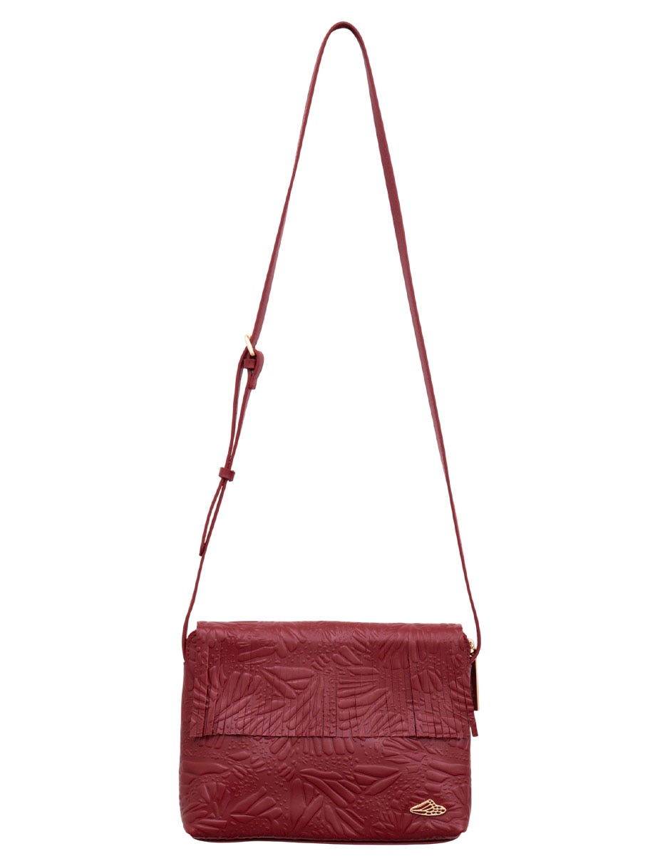 Bolsa crossbody grabado mariposa de piel para mujer 1