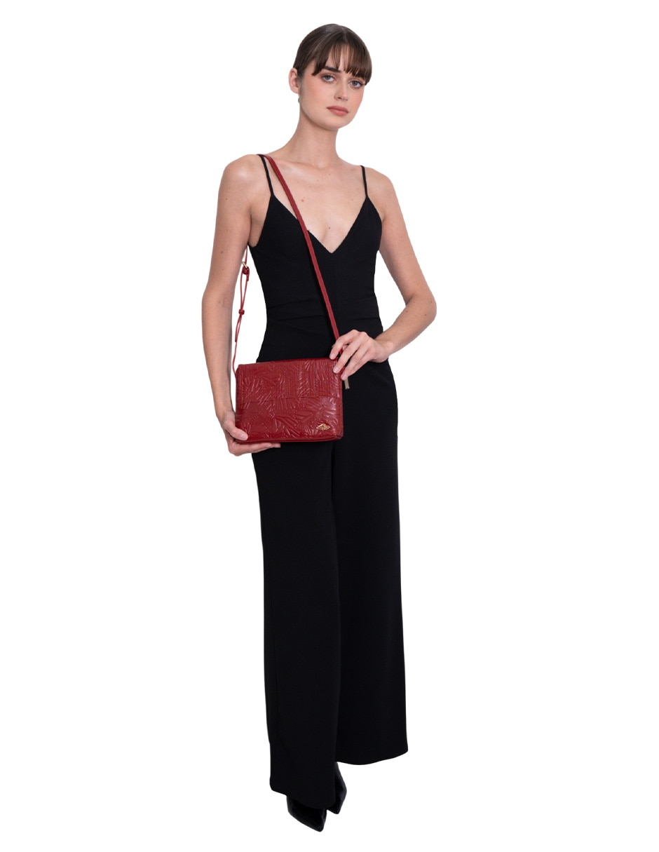 Bolsa crossbody Grabado Mariposa de piel para mujer