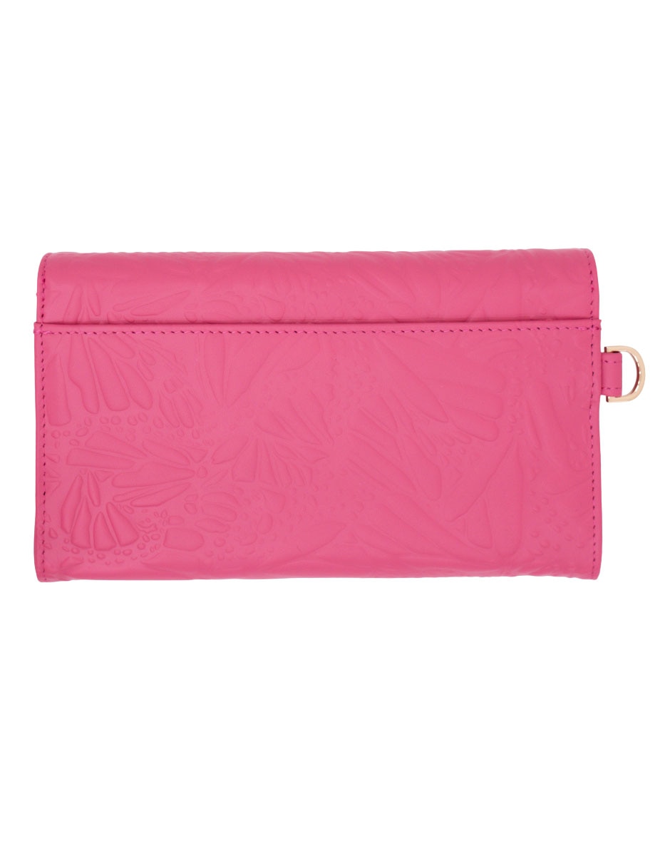 Bolsa wristlet grabado mariposa de piel para mujer 2