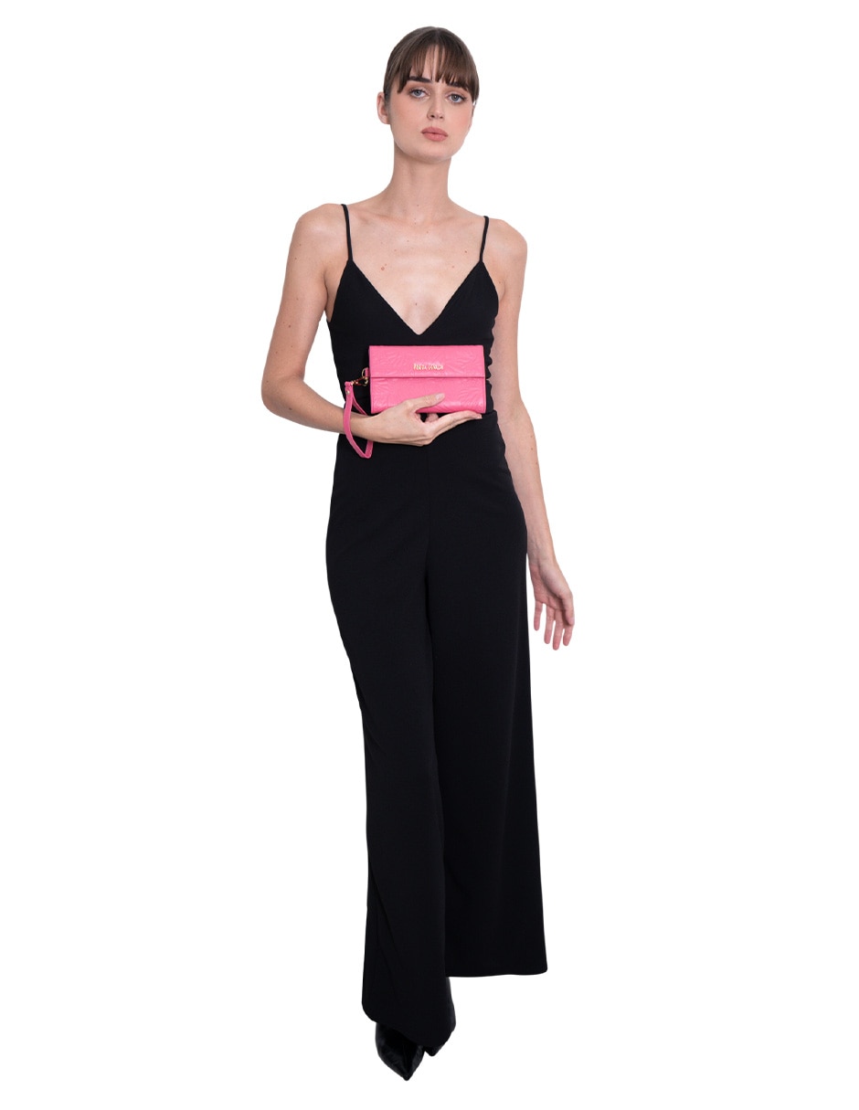 Bolsa wristlet grabado mariposa de piel para mujer 5