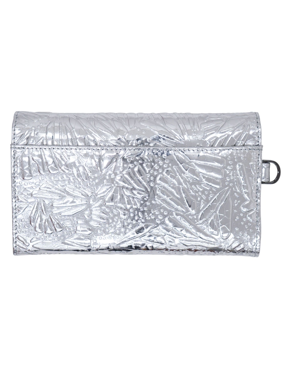 Bolsa wristlet grabado mariposa de piel para mujer 2